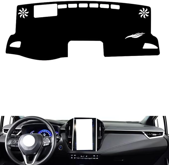 leather dashboard cover Compatible with Toyota Corolla （Vertical screen、HUD） 2019-2023，dash cover（black）