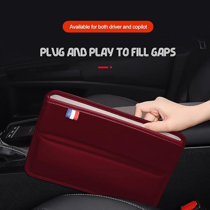 ASUBHA Leather Car Seat Gap Filler Organizer, Car Console Organizer, Cars Seat Catcher Gap Filler with Charging Hole, Multifunctional Cars Organizer Accessories Universal for Vehicles SUVs Trucks
