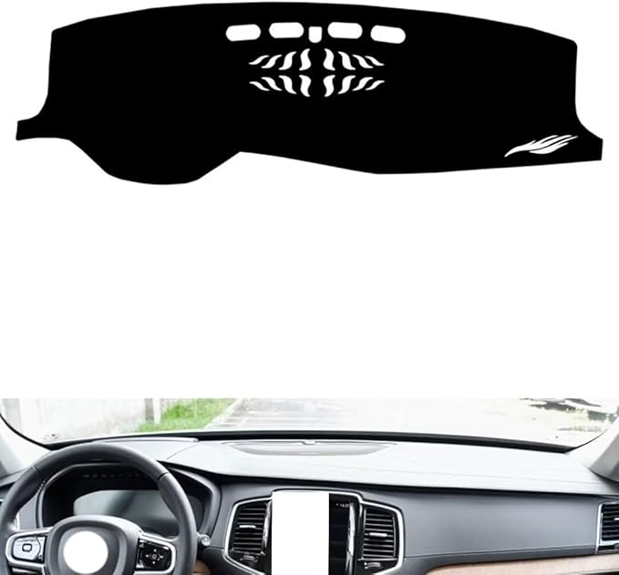leather dashboard cover Compatible with Volvo XC90（NO HUD、speaker） 2015-2023，dash cover（black）