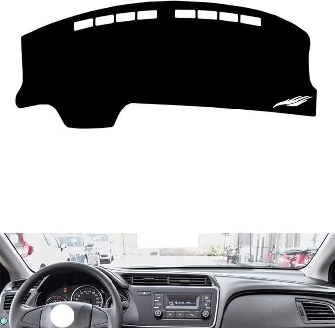 leather dashboard cover Compatible with HONDA City 2015-2019，dash cover（black）