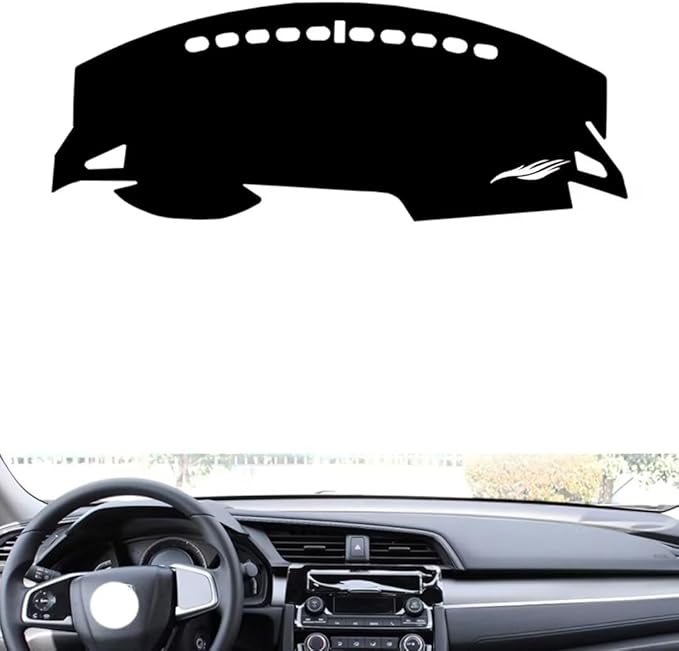 leather dashboard cover Compatible with HONDA CIVIC 2016-2021，dash cover（black）