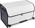 XCF Car Trunk Organizer, Leather Collapsible Trunk Organizer for suv with Lid and Push-pull Handle Car Trunk Storage Organizer for Cars, SUV, Minivan, Truck, Sedan (White)