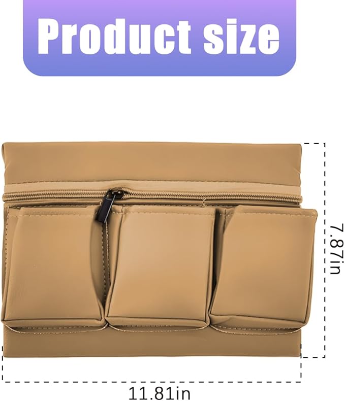 Mandark Car Window Armrest Storage Box, Leather Vehicle Side Door Organizer with Multiple Pockets, Comfortable Automotive Arm Elbow Rest Pad Bag Accessories, Universal for Most Cars (Beige)