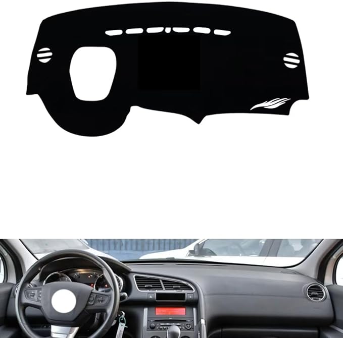 leather dashboard cover Compatible with Peugeot 3008 (HUD) 2016-2019，dash cover（black）