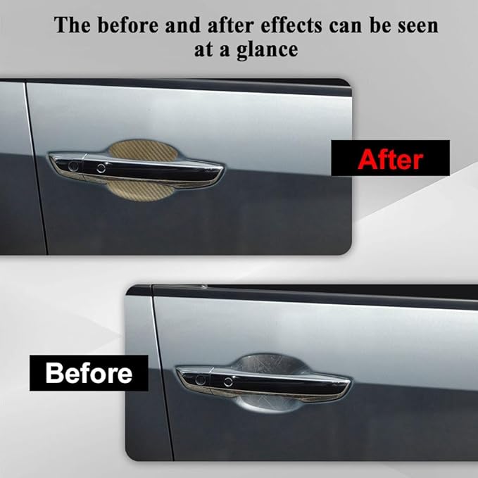 8PCS Car Door Handle Cup Scratch Protector, Car Door Handle Sticker, Scratch Auto Door Protective Film, Car Accessories Car Door Handle Protective Films Universal for Cars (Gold, 8PCS)