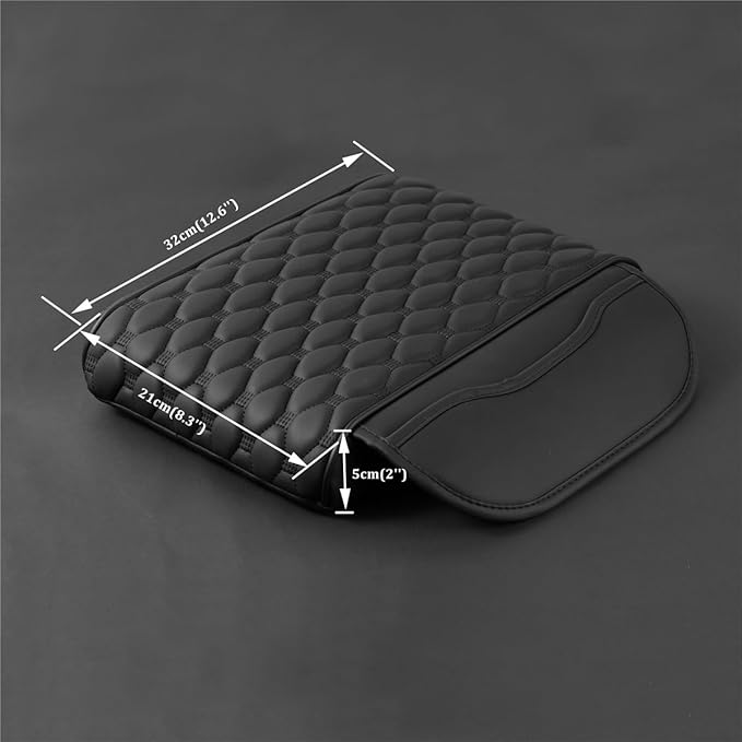 XUKEY Arm Rest Cover for Car Center Console Cover 12.6"×8.3" Leather Armrest Cushion Organizer with Storage Pocket Center Console Protector Arm Rest Pillow Pads for Most Cars, Trucks, SUVs (Black)