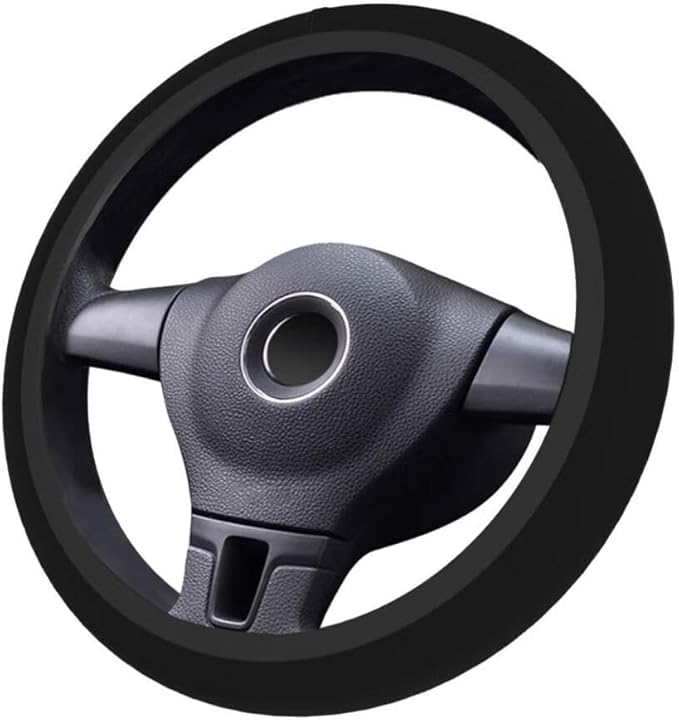 Elastic Stretch Steering Wheel Cover,Warm in Winter and Cool in Summer, Car Universal 15 inch, Microfiber Breathable Ice Silk, Anti-Slip, Odorless, Easy Carry,Black