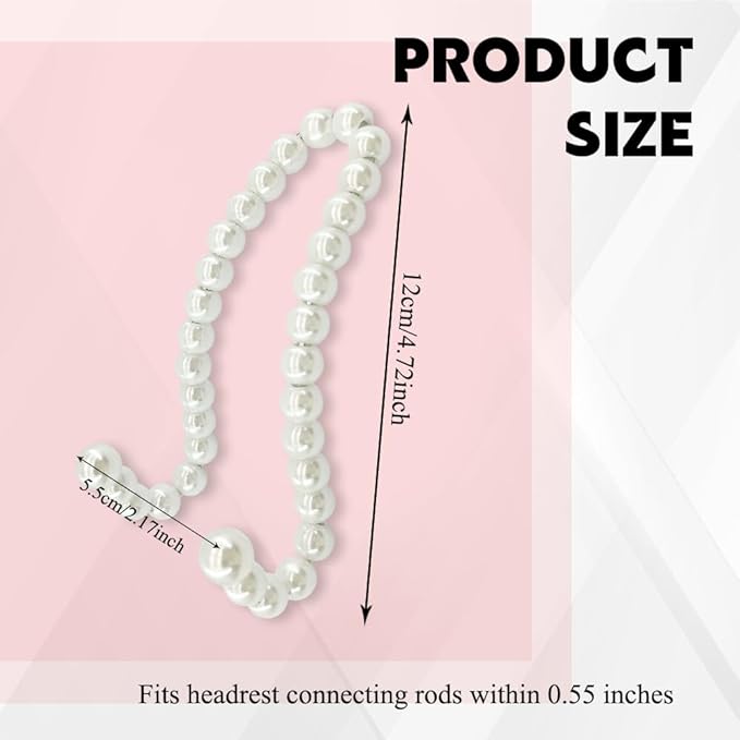 4PCS Elegant Pearl Car Seat Headrest Hook, Purse Hook for Car, Multi-Functional Automotive Rear Seat Hangers, Auto Interior Accessories Cute Vehicle Backseat Storage Hanger for Women Girls