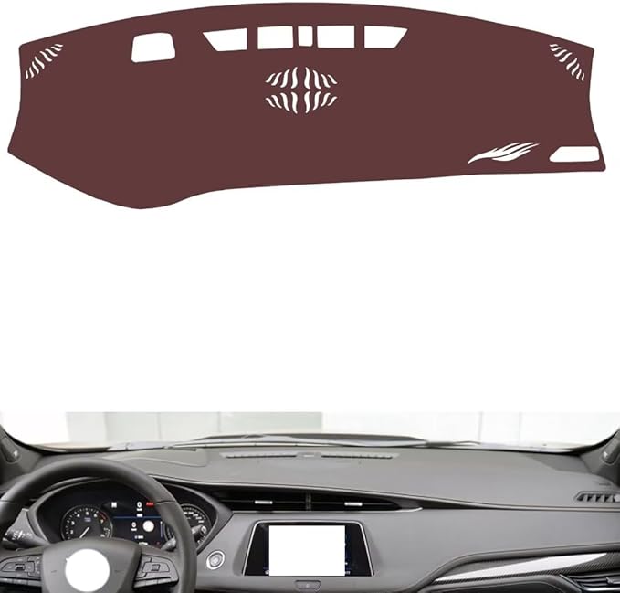generic leather dashboard cover Compatible with Cadillac XT4（HUD） 2018-2023，dash cover, Non-Slip Dash Cover, Dash mat Dashboard Cover, Interior Dash Covers, brown