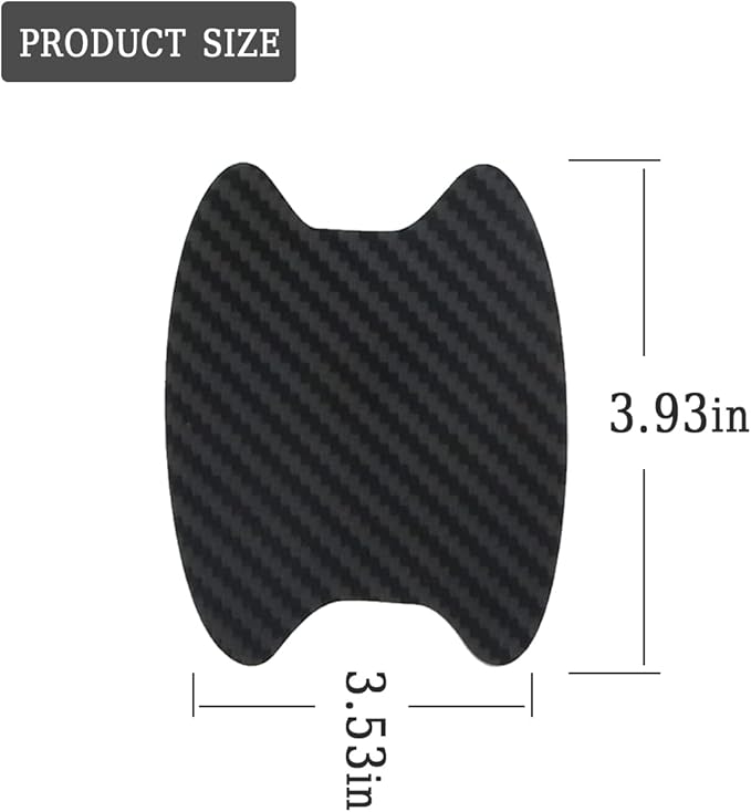 8PCS Car Door Handle Sticker, Carbon Fiber Anti-Scratches Car Door Cup Protector, Non-Marking Auto Door Handle Protective Film, Self-Adhesive Door Side Paint Protector for All Cars (Black/8PCS)