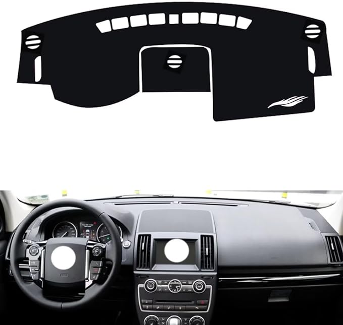 leather dashboard cover Compatible with LR Freelander 2，dash cover（black）