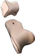 Car Driver Pillow Lumbar Support Back Cushion Fit for Seat Neck Pillow Washable Pillow Cushion(1 Set Beige)