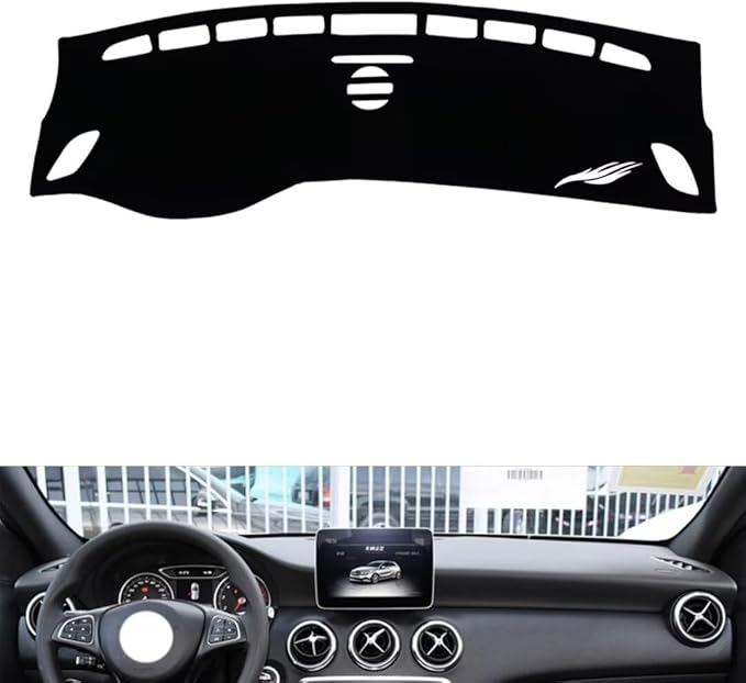 leather dashboard cover Compatible with Mercedes CLA 2013-2019，dash cover（black）
