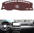 Leather Dashboard Cover Compatible with VW Tayron 2023-2024,Dash Board Cover mat Anti-Slip Sun-Proof and dust-Proof(Brown)