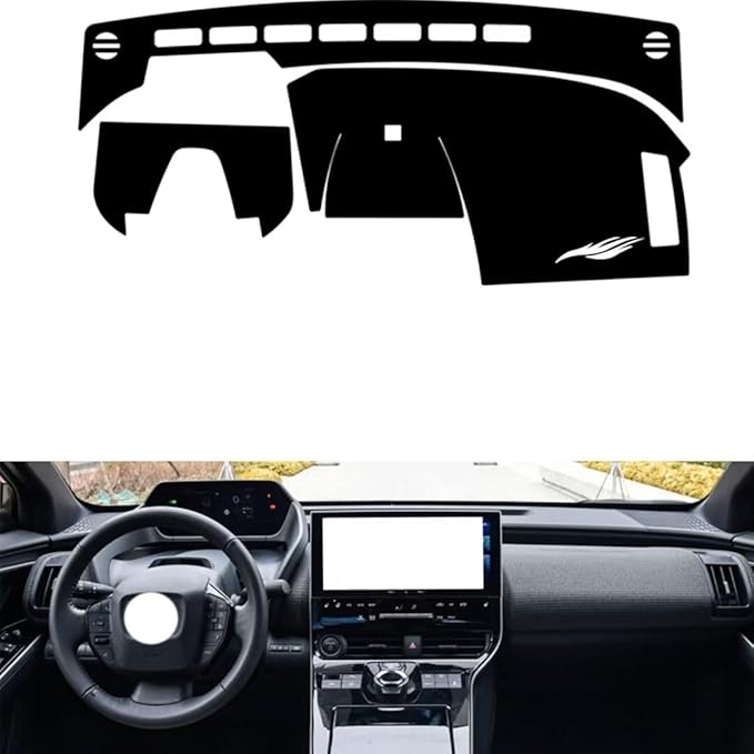 leather dashboard cover Compatible with Toyota BZ4X，dash cover（black）