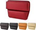 Kewucn Car Seat Gap Organizer, Adjustable Leather Front Seat Gap Filler Storage Box, Multifunctional Auto Console Side Pocket Organizer for Phone Glasses Key Card, Car Accessories (Red)