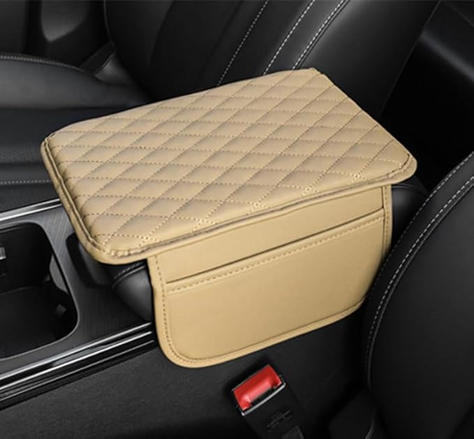 Car Armrest Cushion for Suzuki Baleno 2015-2022 2023 2024 2025 2026, Car Centre Console Pad Scratch Protection Waterproof Armrest Cushion Interior Accessories,Beige