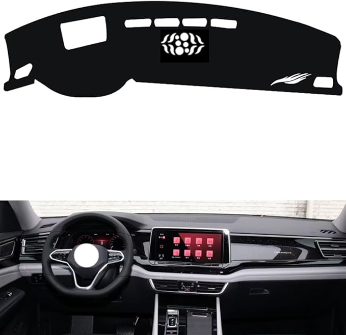 leather dashboard cover Compatible with VW Teramont/X (HUD 2021-2024，dash cover（black）