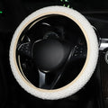 15 Inch Soft Dot Plush Steering Wheel Cover Anti-Slip Comfortable Winter Grip Universal Fit for Most Car Truck Vehicle SUV (Beige)
