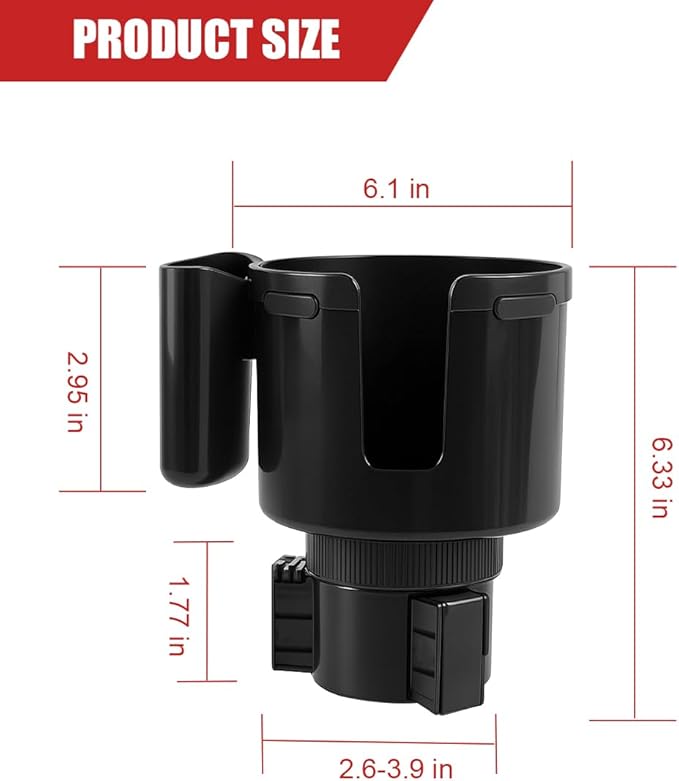2 in 1 Car Cup Holder Expander with Phone Holder, 2.6"-3.93" Vehicle Cupholder Extender Adapter with Expandable Base, Auto Interior Water Bottle Accessories, Universal fit