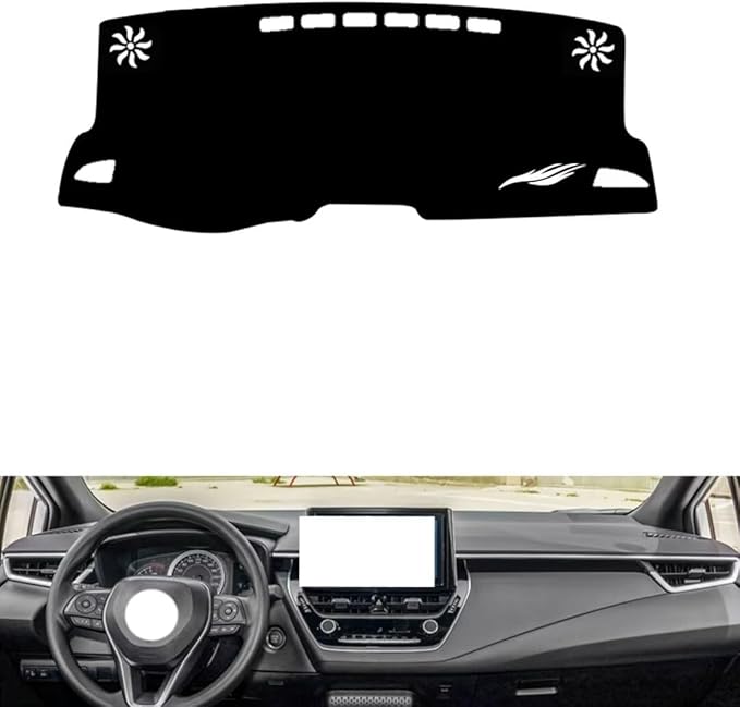 leather dashboard cover Compatible with Toyota Corolla （Horizontal screen、NO HUD） 2019-2023，dash cover（black）