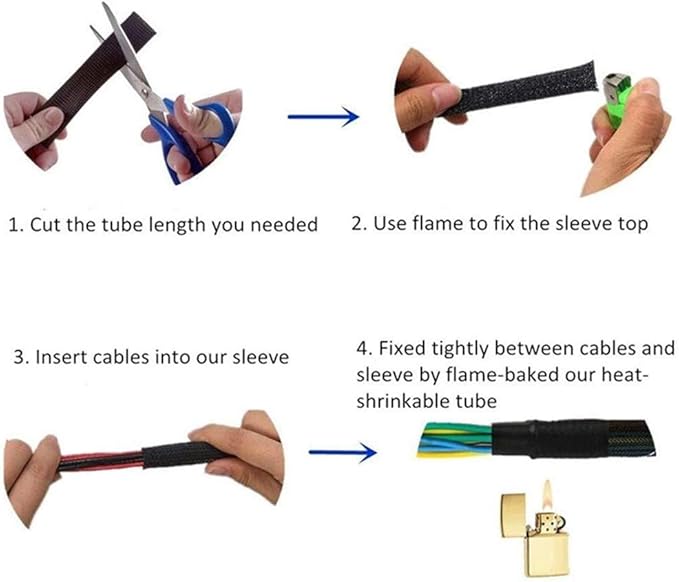 25ft - 1/4 Inch Cable Management Sleeve Protector,Wire Loom PET Expandable Wire Sleeving for Office TV Computer Home Theater Engine Bay Cord Organizer,Protect Cables from Pet Cat Dog Chewing,BlackRed