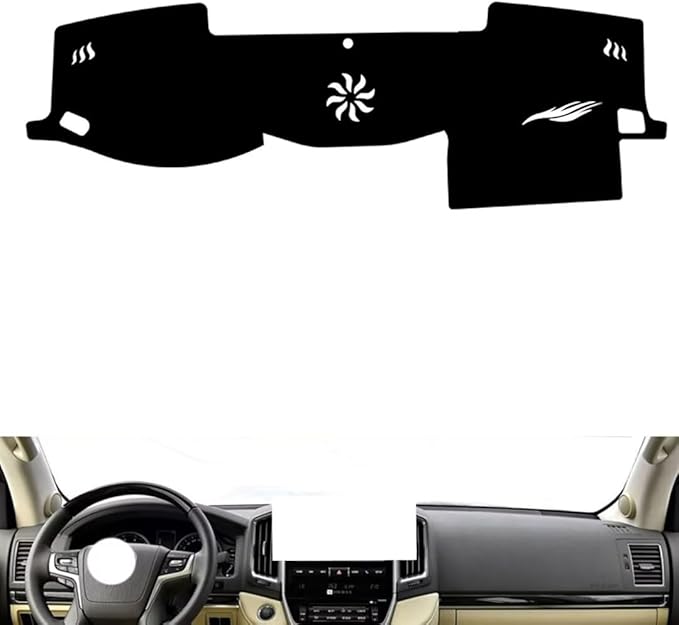 generic leather dashboard cover Compatible with Toyota Land cruiser（speakers） 2007-2019，dash cover（black）