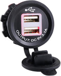 5v Dual USB Car and Motorcycle Charger Socket for Mobile Devices Suitable for Vehicles Powers Two Devices Simultaneously Indicator
