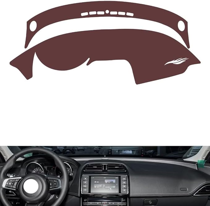 Leather Dashboard Cover Compatible with Jaguar XE,Dash Board Cover mat Anti-Slip Sun-Proof and dust-Proof(Brown)