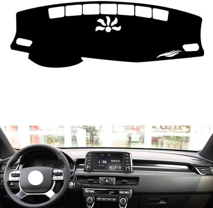 leather dashboard cover Compatible with KIA KX7，dash cover（black）