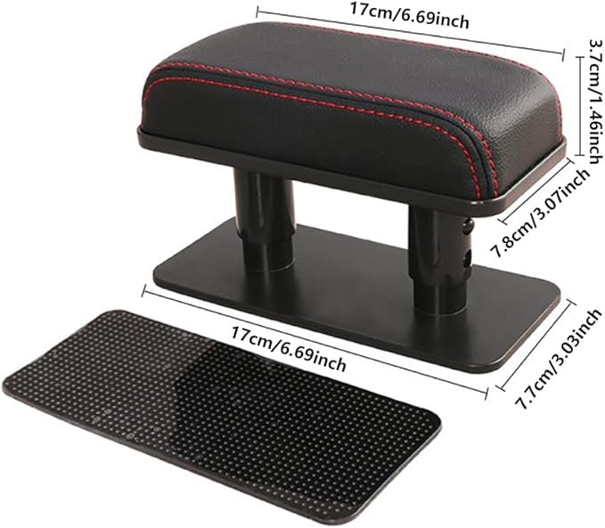 KACEPAR Arm Wrist Rest Support Adjustable Height Comfort Pad, Car Door Armrest Rest Pad Adjustable Height Car Armrest Left Elbow Support, Universal Fit for Most Car - Black with Red Stitches
