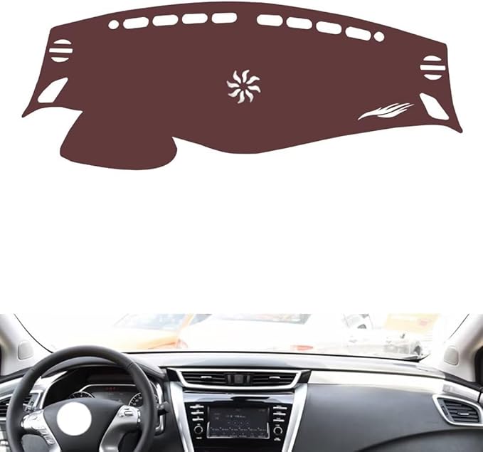 Leather Dashboard Cover Compatible with Nissan Murano 2015-2021,Dash Board Cover mat Anti-Slip Sun-Proof and dust-Proof(Brown)