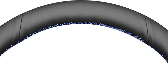 MEWANT Hand Stitch Steering Wheel Cover Fit for Ford Focus ST 2013 2014 Custom DIY Hand Sewn Black Microfiber Leather Steering Wheel Wrap Interior Accessories