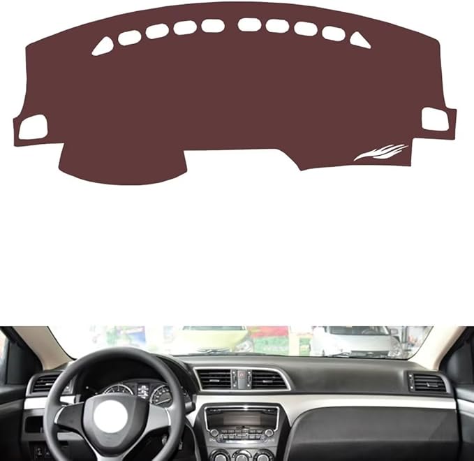Leather Dashboard Cover Compatible with Suzuki alivio,Dash Board Cover mat Anti-Slip Sun-Proof and dust-Proof(Brown)
