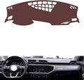 Leather Dashboard Cover Compatible with Audi Q3（Speakers on Both Sides） 2019-2024,Dash Board Cover mat Anti-Slip Sun-Proof and dust-Proof(Brown)