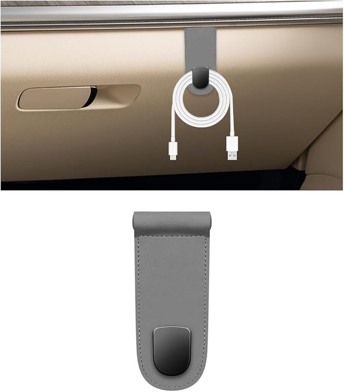 Car Co-Pilot Glovebox Hooks, Anti-Scratch Leather Hanger Auto Glove Box Front Seat Hook, Universal Vehicle Glove Box Organizer Hanger for Hanging Handbag Purse Umbrella (Gray, Single Hook)