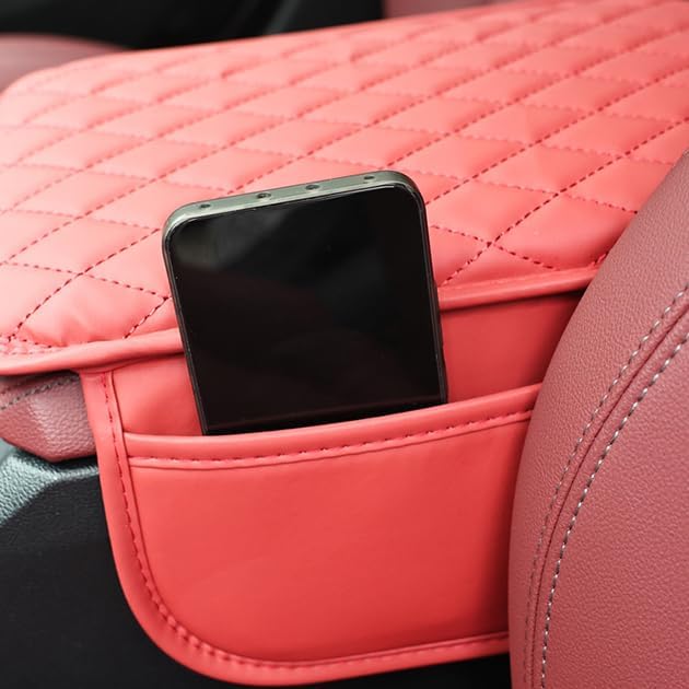 Car Center Console Cover for Jeep Compass 2006–2025 2026 MK/MP, Waterproof Anti-Scratch Leather Armrest Pad, Console Cushion with Side Storage Pocket, Soft Padding Auto Armrest Mat,E-Brown