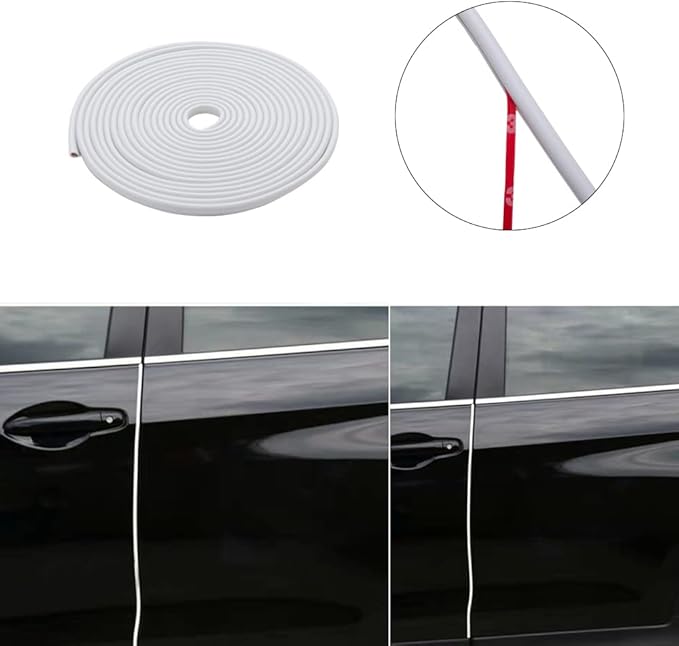 Eytool Car Door Protectors Edge Guards,16Ft(5M) Car Edge Trim Rubber Seal Protector with U Shape Car Protection Door Edge Guard Fit for Most Car (White)