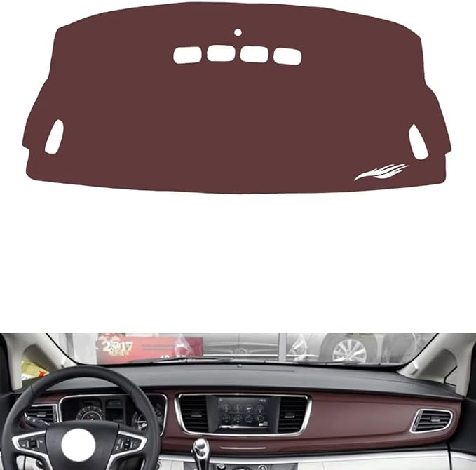 Leather Dashboard Cover Compatible with Buick GL8 25S/28T 2017,Dash Board Cover mat Anti-Slip Sun-Proof and dust-Proof(Brown)