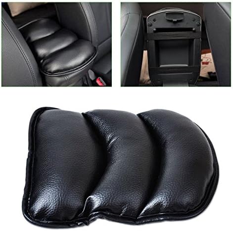 Soft PU Leather Car Armrest Pads Univeral Vehicle Auto Center Consoles Armrest Padding Protective Case Pillow Pad Cover Cushion Armrest Pillow (Black)