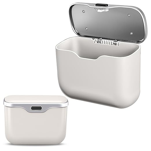 MAIBAOYUAN Car Trash Can with Lid, Leakproof Auto Garbage Bin, Waterproof Car Trash Bag Holder with PU Leather Top for Back of Seat/Door, Fit for SUVs, Sedans, Trucks Beige