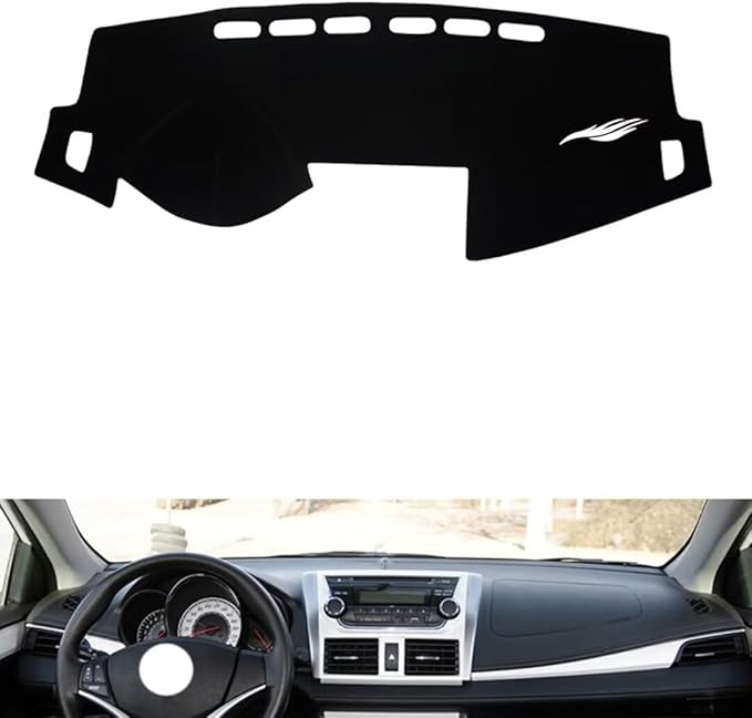 leather dashboard cover Compatible with Toyota Vios 2014-2016，dash cover（black）