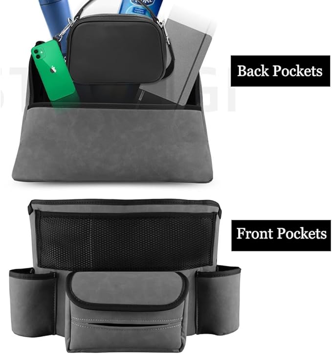 Car Handbag Holder Between Seats Car Organizer, Leather Large Capacity Car Purse Holder for Front Seat, Seat Back Net Bag Double-sided Tissue Storage Handbag Holder Car Divider (Brown)