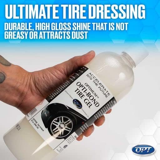 Optimum Opti-Bond Tire Gel – Sling Free Shine, Long Lasting Dressing; Water Based Gel Spray; Vinyl, Plastic and Trim Dressing; Great for Tire Shine & Vinyl Trim Care (8 Oz)