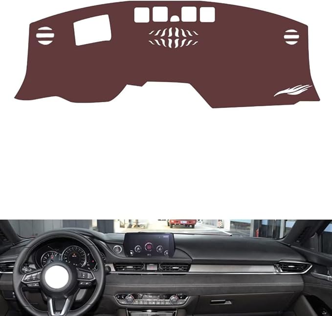 Leather Dashboard Cover Compatible with Mazda 6 Atenza（HUD） 20-2021,Dash Board Cover mat Anti-Slip Sun-Proof and dust-Proof(Brown)