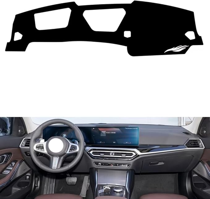 Leather Dashboard Cover Compatible with BMW I4 (HUD 2022-2023，Dash Cover（Black）