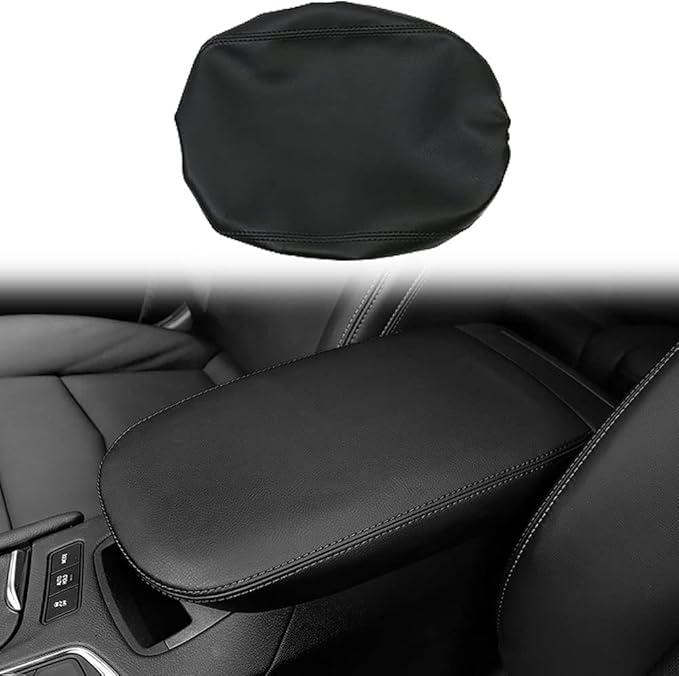 BOYOUS Car Armrest Cover Waterproof Center Console Pad Covers Scratch Resistance Leather Protector Interior Decoration Accessories Fit for Cadillac XT5 2016-2025 XT6 2020-2025（Black Stitches）
