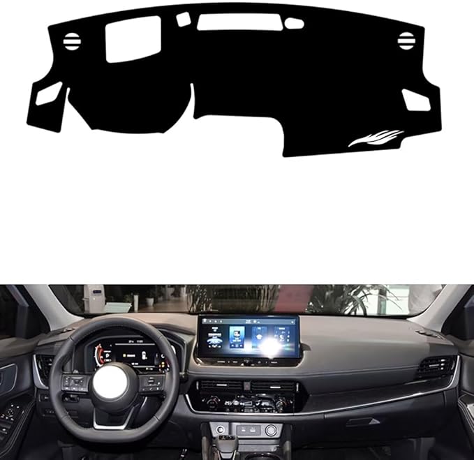 leather dashboard cover Compatible with Nissan NEW X-Trail（HUD） 2021-2023，dash cover（black）