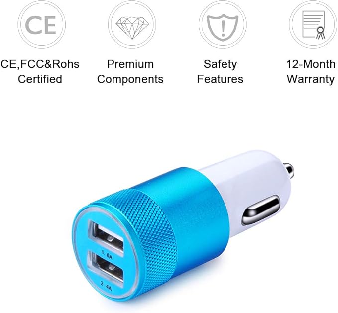 Car Charger, Sicodo 3.4A 2 Pack USB Smart Port Charger Compatible with iPhone 17 16 15 14 13 12 SE X 11 Pro, Pro Max, Plus, Samsung Galaxy S26 S25 S24 S23 S22 Plus Note 20, LG, Pixel, iPad Pro