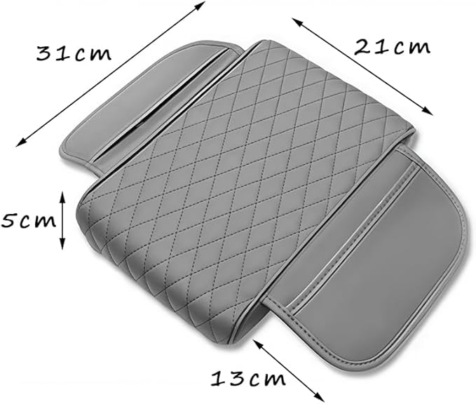 Car Armrest Cushion for Buick Enclave 2008–2025 2026 C1XX,Multifunctional Car Armrest Heightening Pad,Car Center Console Cover,Waterproof Nappa Leather Arm Rest Protector,Grey